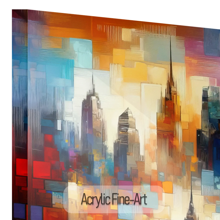 Reise um die Welt | Farbenfrohes städtisches Mosaik auf Kunststoff und Rahmen