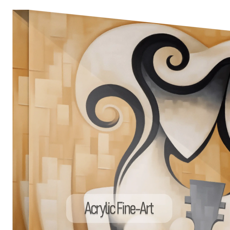 Melodiska konturer | Abstrakt kubistiskt cellofigur på modern konsttyg