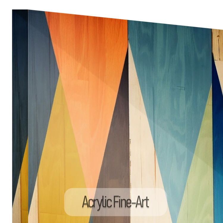 Contrastes Forestiers N°1 | Motif Géométrique Coloré en Bois sur Tissu Artistique