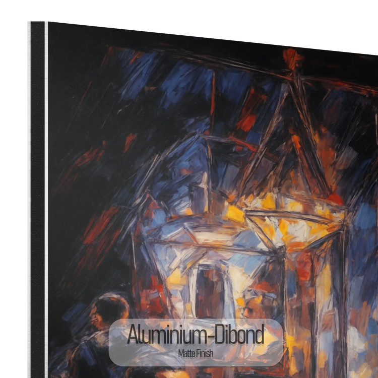 Jazzkvartett | Expressiv abstraktion av livlig jazzscen på konsttyg