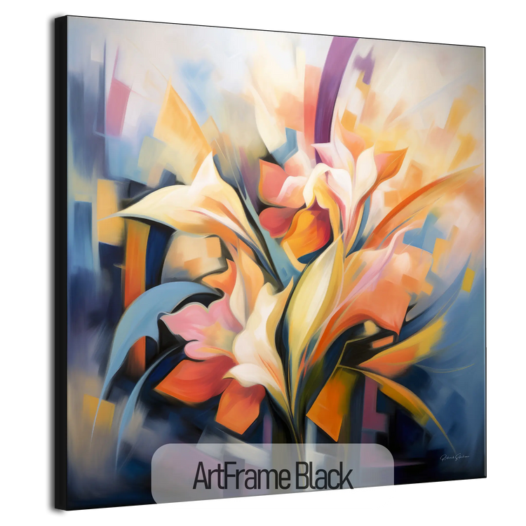 Pétalos de Fantasía | Abstracción de Flores Coloridas en Tela de Arte Especial