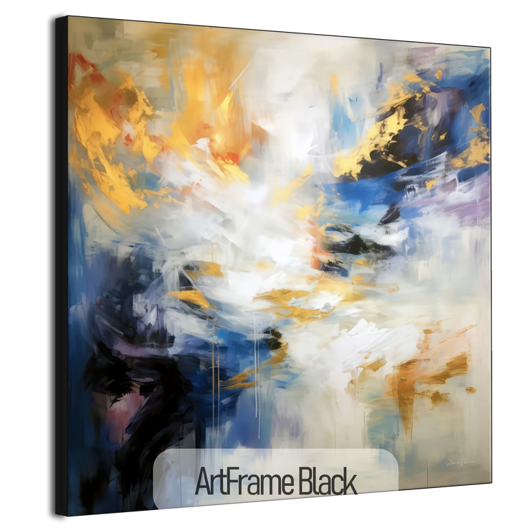 Sueños Dorados | Imaginación Dorada y Azul en Marco de Arte