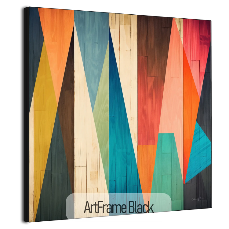 Contrastes Forestiers N°1 | Motif Géométrique Coloré en Bois sur Tissu Artistique