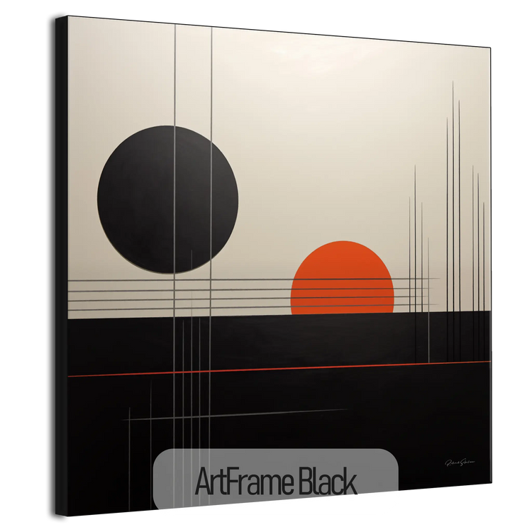 Minimalism Collection | Cosmic Duet | Sleek Geometric Art Print for Modern Interiors by Roderick Sebastiaan | ArtFrameBlackFrame_bfbb4d82-89a7-419a-88ba-749c6d69f76e