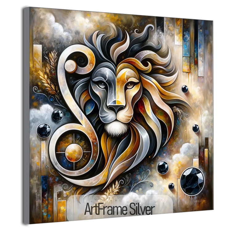 Stjernetegn Løven med Onyx Fødselssten i Moderne Kunstramme