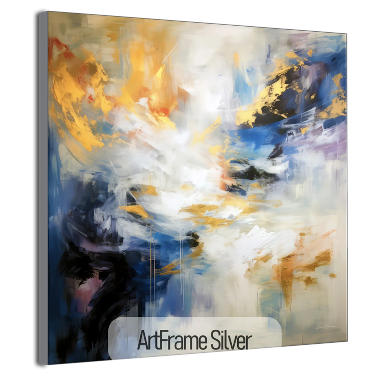 Sueños Dorados | Imaginación Dorada y Azul en Marco de Arte