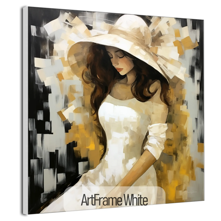 Stille Kontemplation | Subtilt og Seren Portræt i Stilfuld Kunstramme