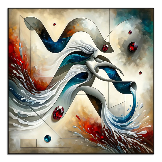 Stjärntecken Vattumannen med granat som födelsesten i modern konstram