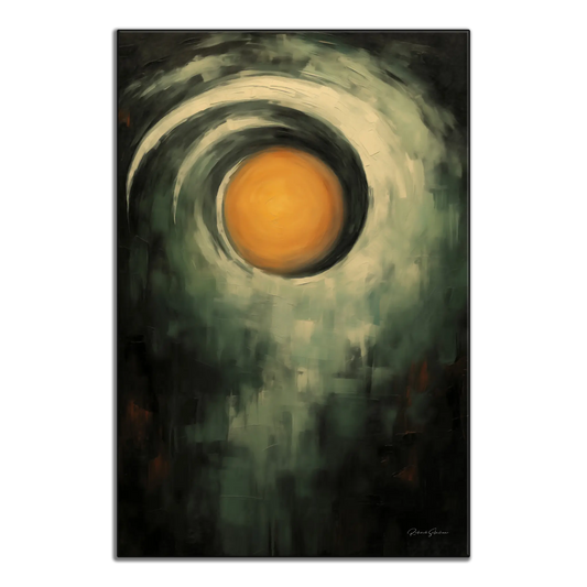 Mystic Solaris | Impression d'art abstrait sur le mystère solaire en teintes sombres