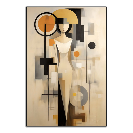 Geometría elegante | Retrato de mujer inspirado en el Art Deco en tela artística