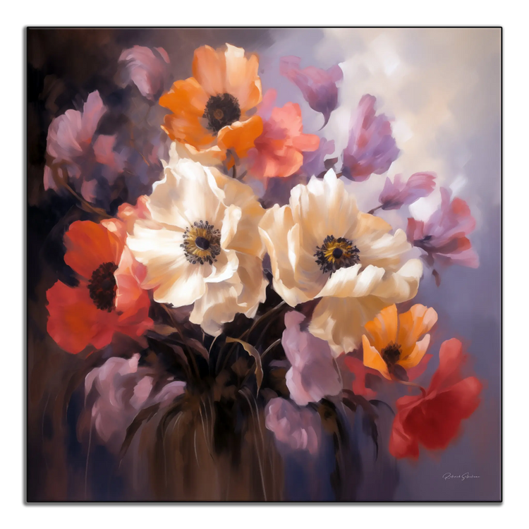 Wilde Blumen in Blüte | Lebendige Blüte von Feldblumen auf Kunstrahmen