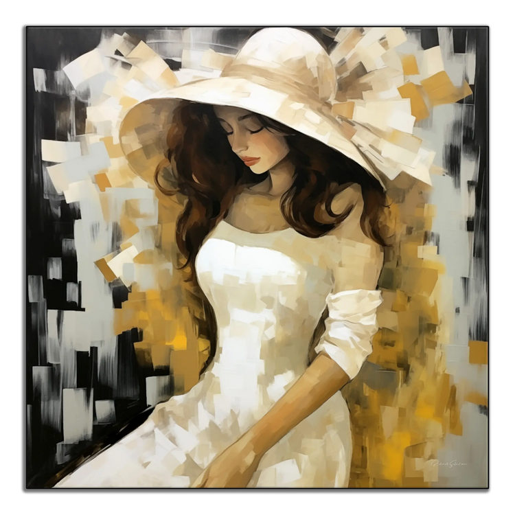 Stille Kontemplation | Subtilt og Seren Portræt i Stilfuld Kunstramme