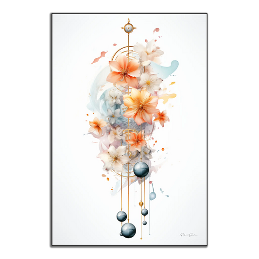 Orologio naturale | Stampa artistica di eleganza floreale e meccanica senza tempo