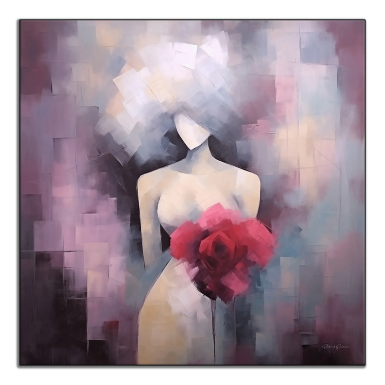 Mosaik Muse | Abstrakt Figur med Livlige Farve Accenter