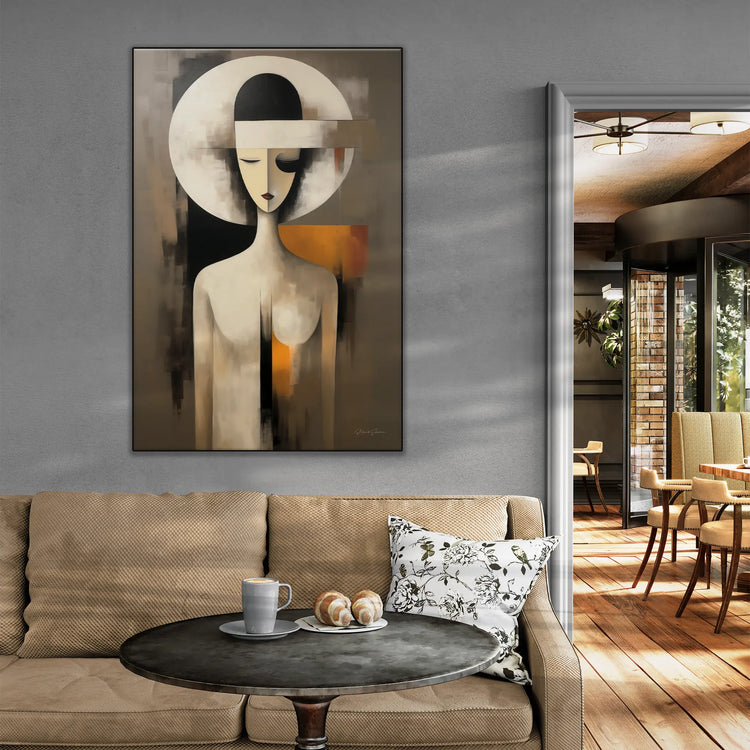 Abstract Collection | A Clockwork Orange | Modern Portrait Abstraction and Ode to Film by Roderick Sebastiaan | BeautifulAbstractedPaintinginCafeWithSofaAndTable_775b0856-e9ed-4fe5-ab58-be3e6f314bec