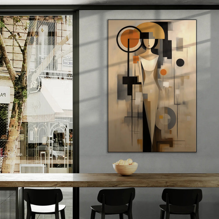 Elegancka geometria | Portret kobiety inspirowany stylem Art Deco na tkaninie artystycznej