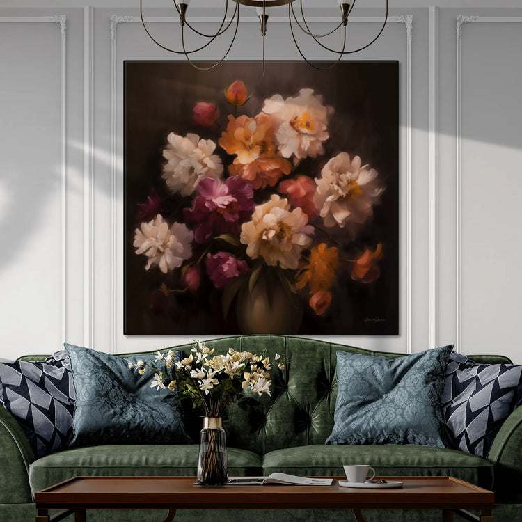 Samtige Blumensymphonie | Impressionistische florale Eleganz Kunstwerk