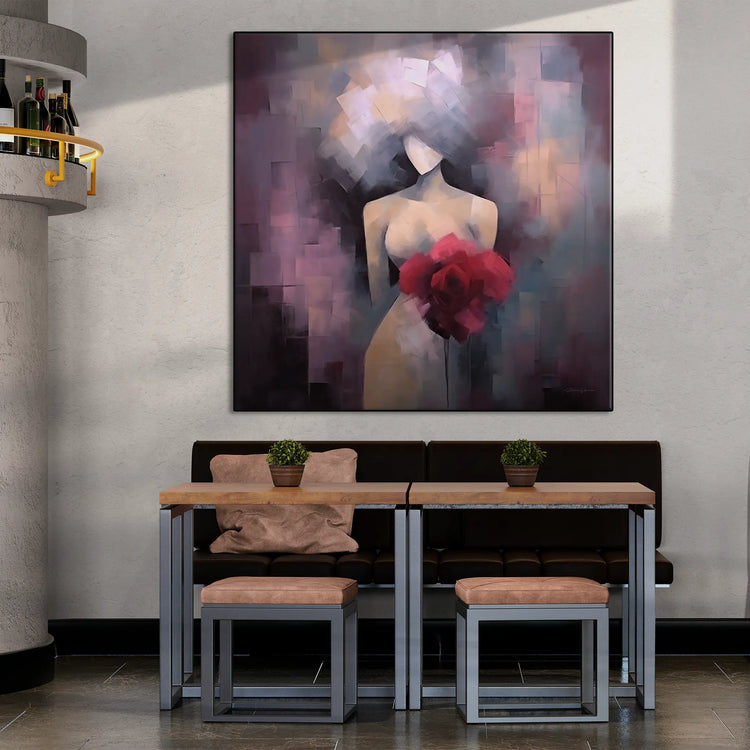 Mosaik Muse | Abstrakt Figur med Livlige Farve Accenter