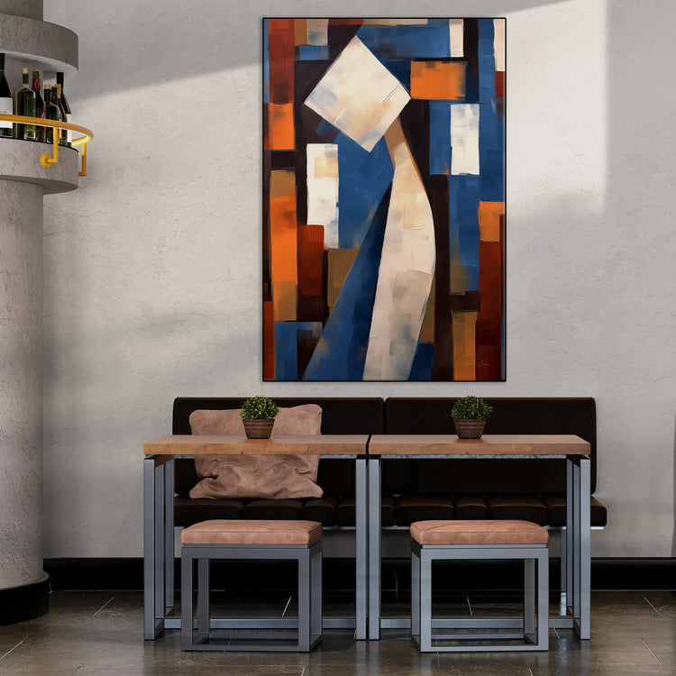 Abstract Collection | Cerulean Introspection | Contemporary Abstract Atmosphere in Art Print by Roderick Sebastiaan | BeautifulAbstractedPaintinginCozyBarInterior_4814be49-e973-4215-8f3e-474ea0177ee7