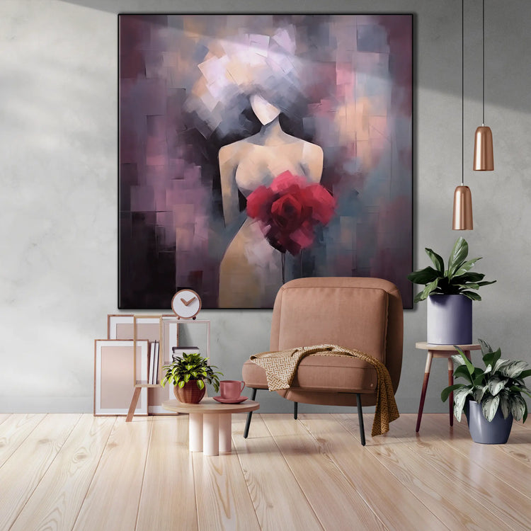 Mosaik Muse | Abstrakt Figur med Livlige Farve Accenter