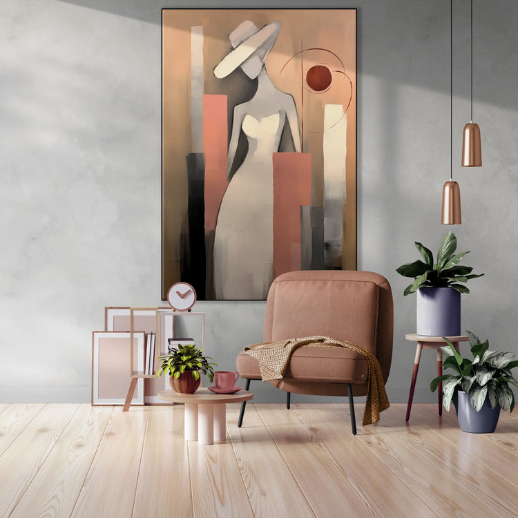 Silhouette in Flux | Silhouette femminile astratta e fluida alla moda su tessuto artistico