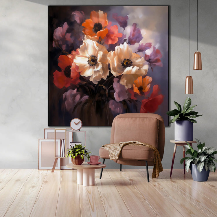 Wilde Blumen in Blüte | Lebendige Blüte von Feldblumen auf Kunstrahmen