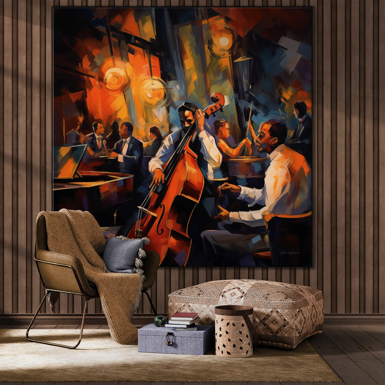 Brusande 20-talet French Quarter | Livfull Jazz Abstraktion i Elegant Konstram