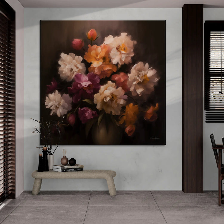 Samtige Blumensymphonie | Impressionistische florale Eleganz Kunstwerk