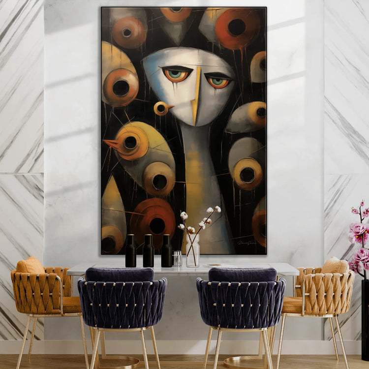Abstract Collection | Enigmatic Watcher | Intriguing & Abstract Visual Story on Art Frame by Roderick Sebastiaan | BeautifulAbstractedPaintinginStylishDiningRoom_0c489d04-59de-4247-8349-53d72fd9f81f