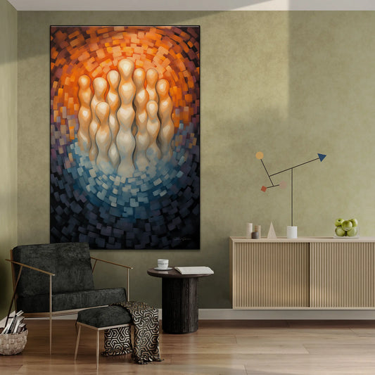 Oscillation des Origines | Abstraction Vive et Rythmique sur Cadre d'Art Moderne