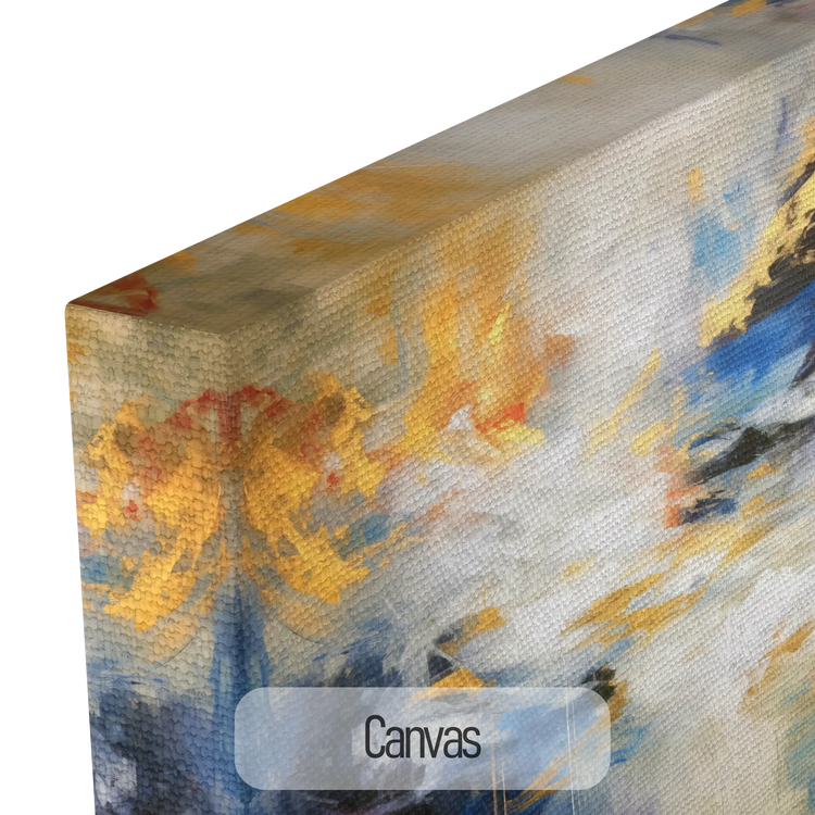 Sueños Dorados | Imaginación Dorada y Azul en Marco de Arte