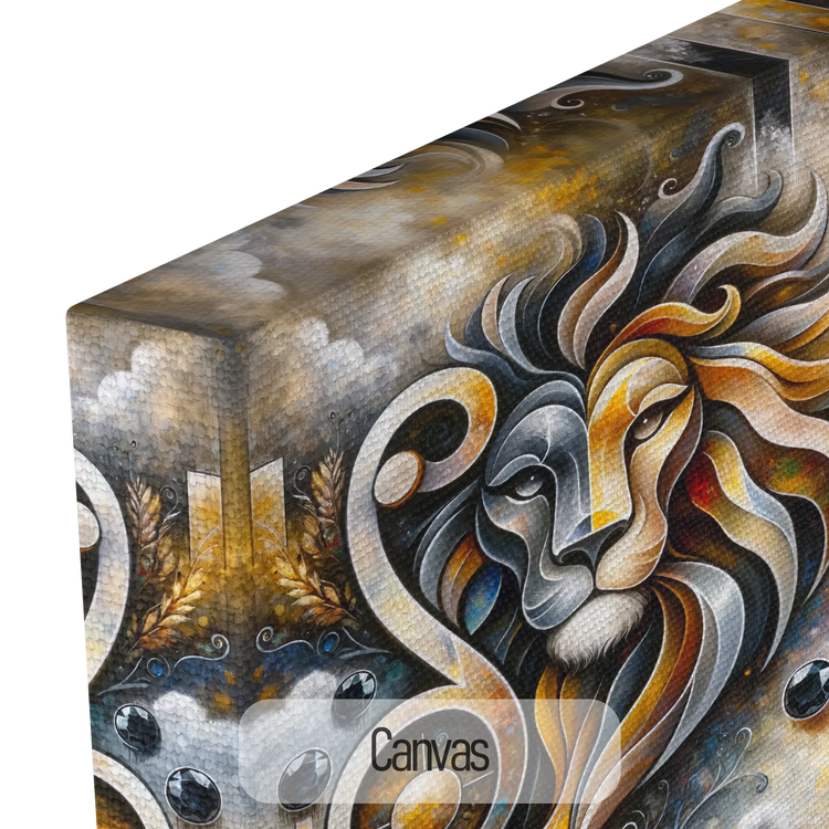 Stjernetegn Løven med Onyx Fødselssten i Moderne Kunstramme