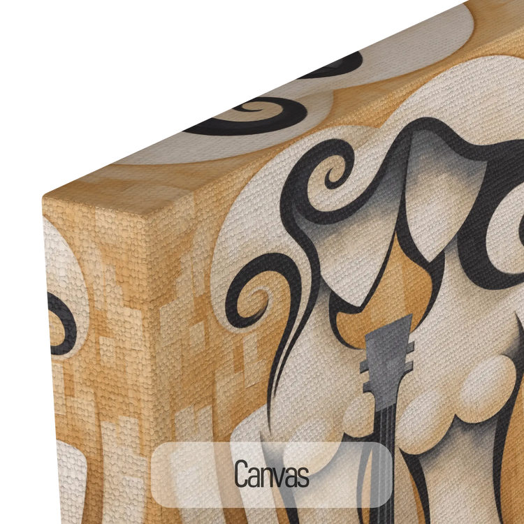 Melodiska konturer | Abstrakt kubistiskt cellofigur på modern konsttyg