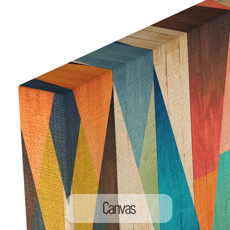 Contrastes Forestiers N°1 | Motif Géométrique Coloré en Bois sur Tissu Artistique