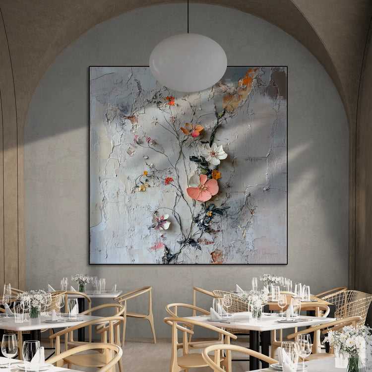 Botanical Collection | Rustic Blossoms | Unique Abstracted Textured Floral Art Print for Home & Office by Roderick Sebastiaan | RusticBlossomsfancy-restaurant-with-vaulted-ceiling
