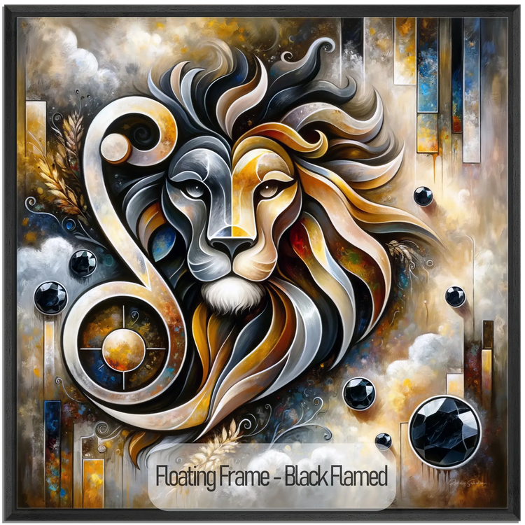 Stjernetegn Løven med Onyx Fødselssten i Moderne Kunstramme