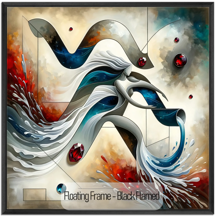 Stjernetegn Vandmand med Granat Fødselssten i Moderne Kunstramme