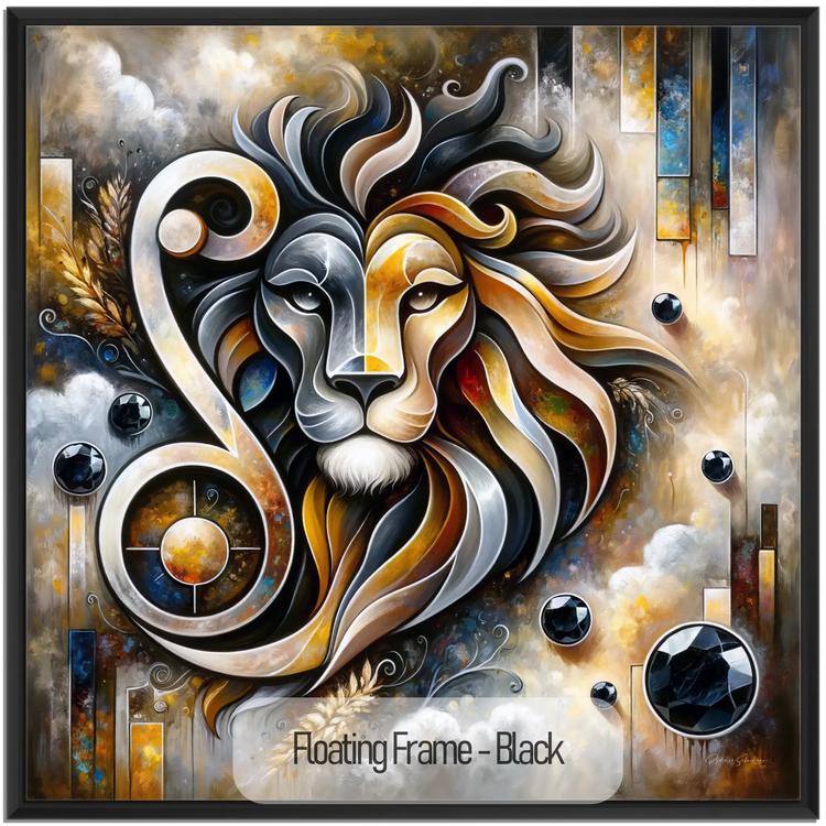 Stjernetegn Løven med Onyx Fødselssten i Moderne Kunstramme