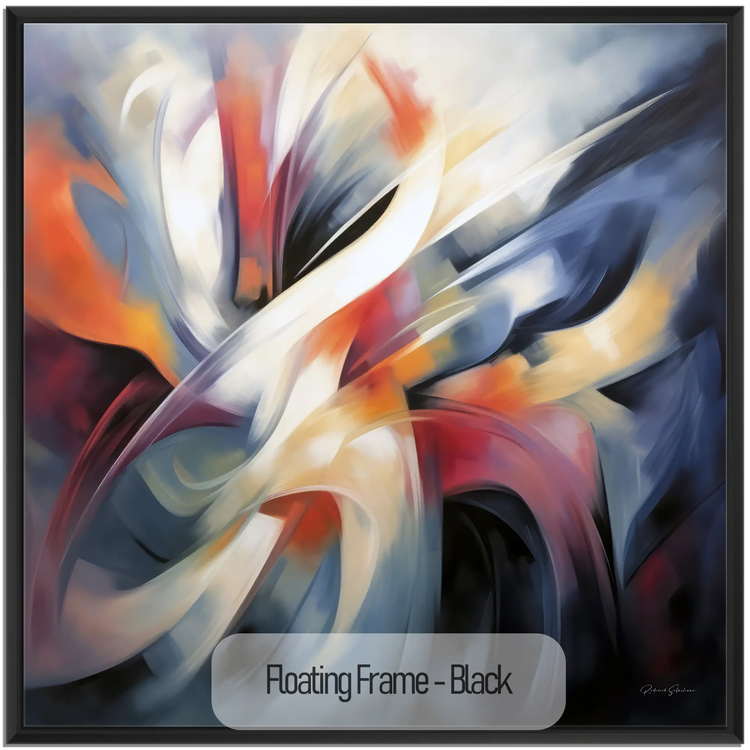 Abstract Collection | Colours of Passion | Passionate Warm Abstraction on Art cloth by Roderick Sebastiaan | WoodenFloaterFrame-Black_24a2c957-ea8e-40c6-a30e-99b647d4e381