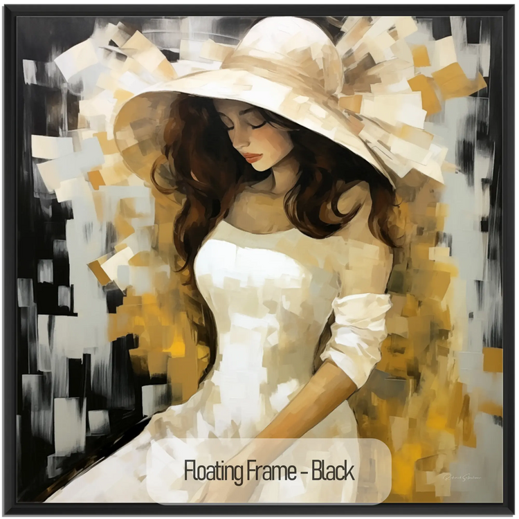 Stille Kontemplation | Subtilt og Seren Portræt i Stilfuld Kunstramme