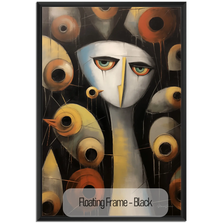 Abstract Collection | Enigmatic Watcher | Intriguing & Abstract Visual Story on Art Frame by Roderick Sebastiaan | WoodenFloaterFrame-Black_8e8d14b9-41b9-4748-9b63-22a89e1a5ebd