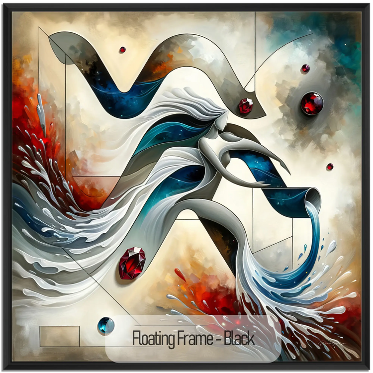 Stjernetegn Vandmand med Granat Fødselssten i Moderne Kunstramme