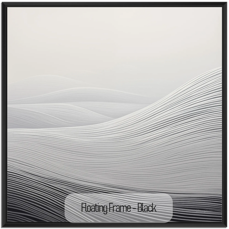 Minimalism Collection | Fading Echoes | Elegant Minimalist Dune Landscape Art for Modern Spaces by Roderick Sebastiaan | WoodenFloaterFrame-Black_d53b1728-1368-492f-a39e-f345f9c949a2