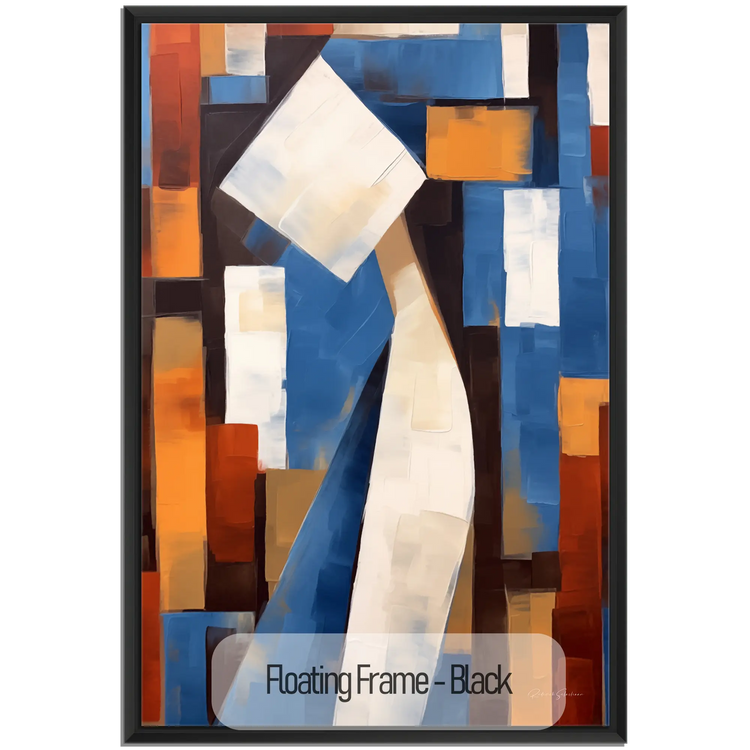Abstract Collection | Cerulean Introspection | Contemporary Abstract Atmosphere in Art Print by Roderick Sebastiaan | WoodenFloaterFrame-Black_f26ef783-695c-48c1-b7f8-77332998ab5c