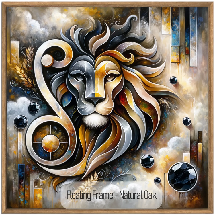 Stjernetegn Løven med Onyx Fødselssten i Moderne Kunstramme