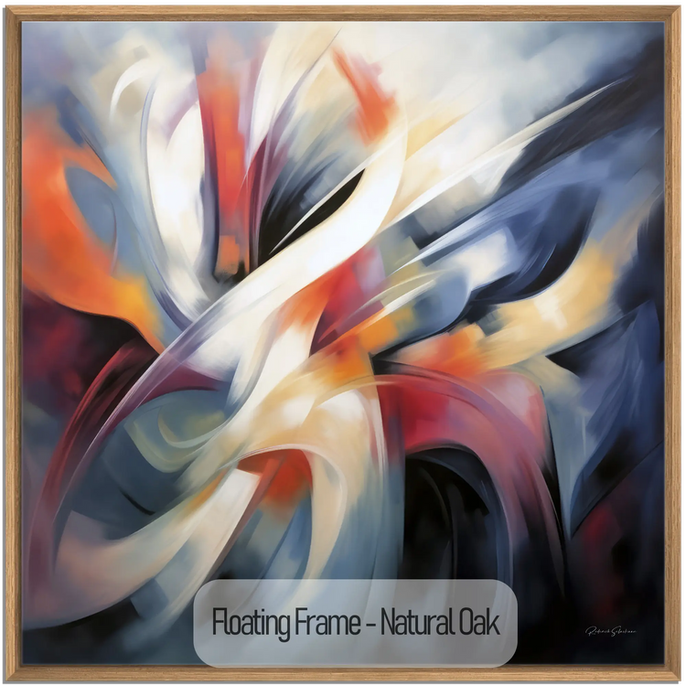 Abstract Collection | Colours of Passion | Passionate Warm Abstraction on Art cloth by Roderick Sebastiaan | WoodenFloaterFrame-NaturalOak_2eb53a7b-aabd-4944-ba23-aa83c949a5bb