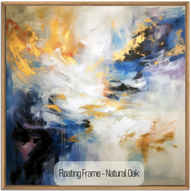 Sueños Dorados | Imaginación Dorada y Azul en Marco de Arte