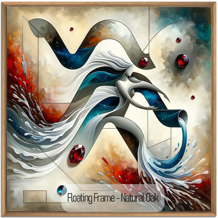 Stjernetegn Vandmand med Granat Fødselssten i Moderne Kunstramme