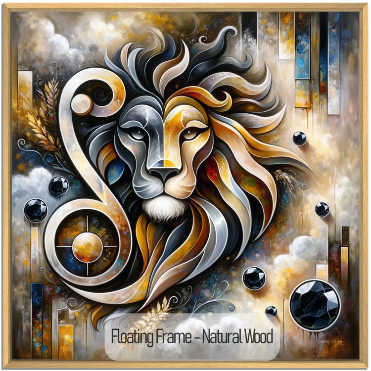 Stjernetegn Løven med Onyx Fødselssten i Moderne Kunstramme