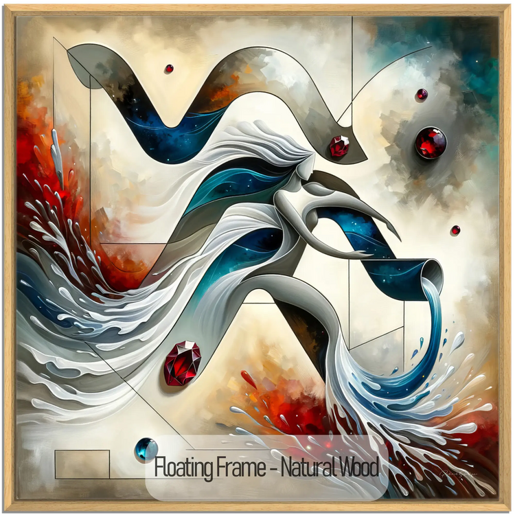 Stjernetegn Vandmand med Granat Fødselssten i Moderne Kunstramme